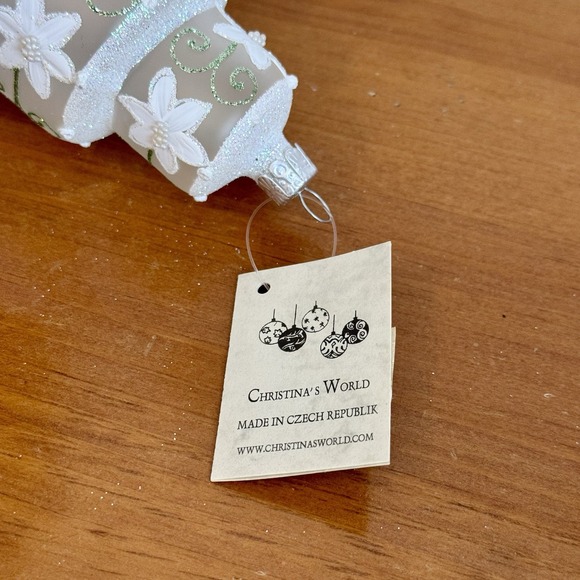 NIB Vtg Christina's World Mouth Blown Glass Wedding Cake Ornament Czech Republic - Picture 7 of 8